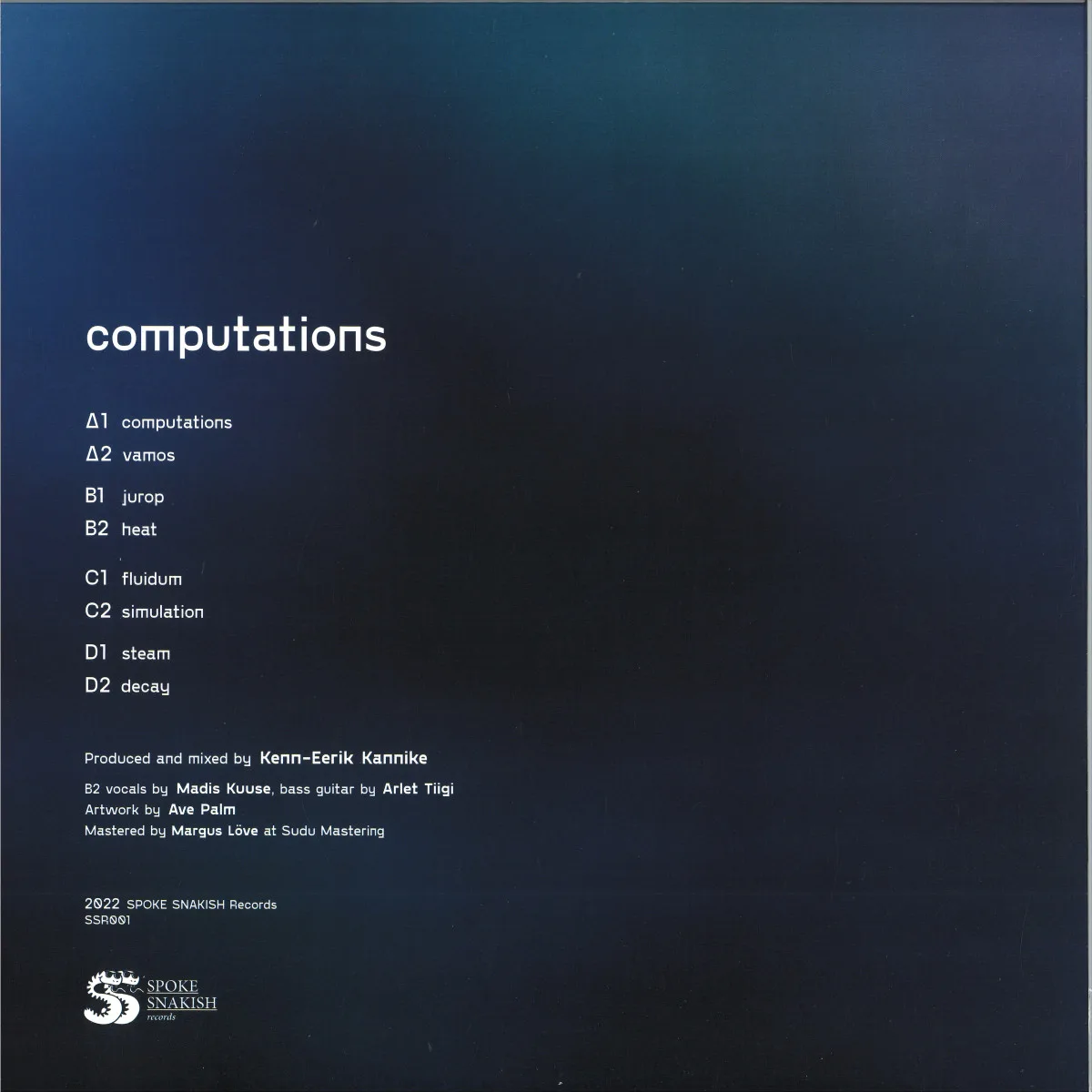 Обратная сторона обложки — Kenn-Eerik — Computations LP 2x12"
