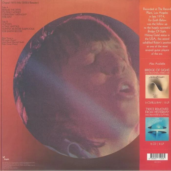 Back cover — Robin TROWER — For Earth Below (50th Anniversary Edition)