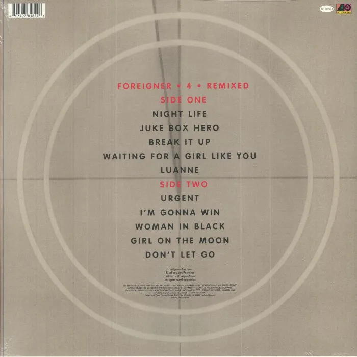 Обратная сторона обложки — FOREIGNER — 4 (Deluxe Edition) (reissue)