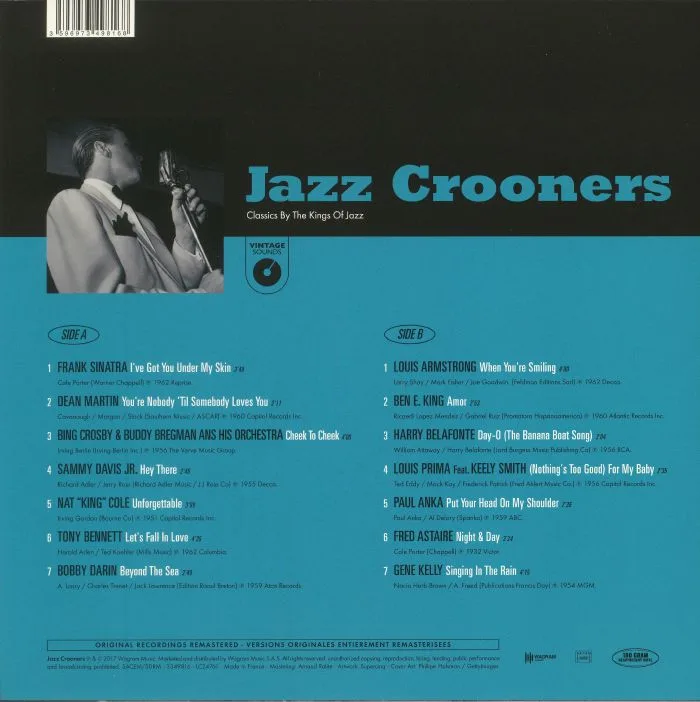 Back cover — VARIOUS — Jazz Crooners: Classics By The Kings Of Jazz (remastered)