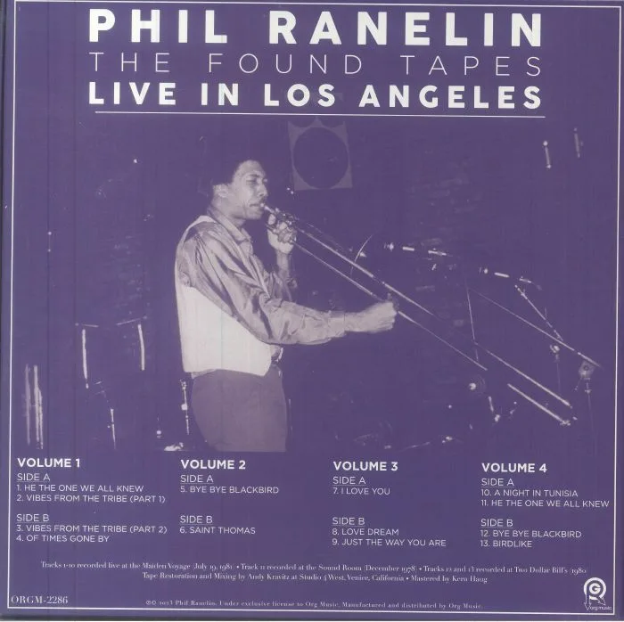 Обратная сторона обложки — Phil RANELIN — Live In Los Angeles: 1978-1981 (The Found Tapes)