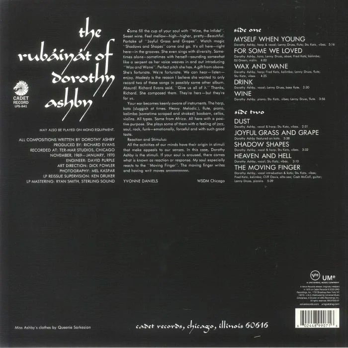 Обратная сторона обложки — Dorothy ASHBY — Rubaiyat Of Dorothy Ashby