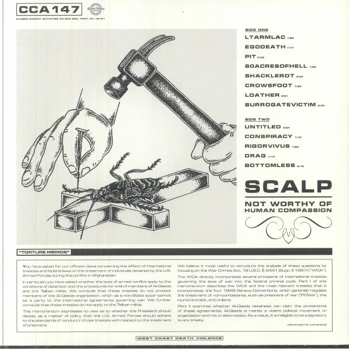 Back cover — SCALP — Not Worthy Of Human Compassion