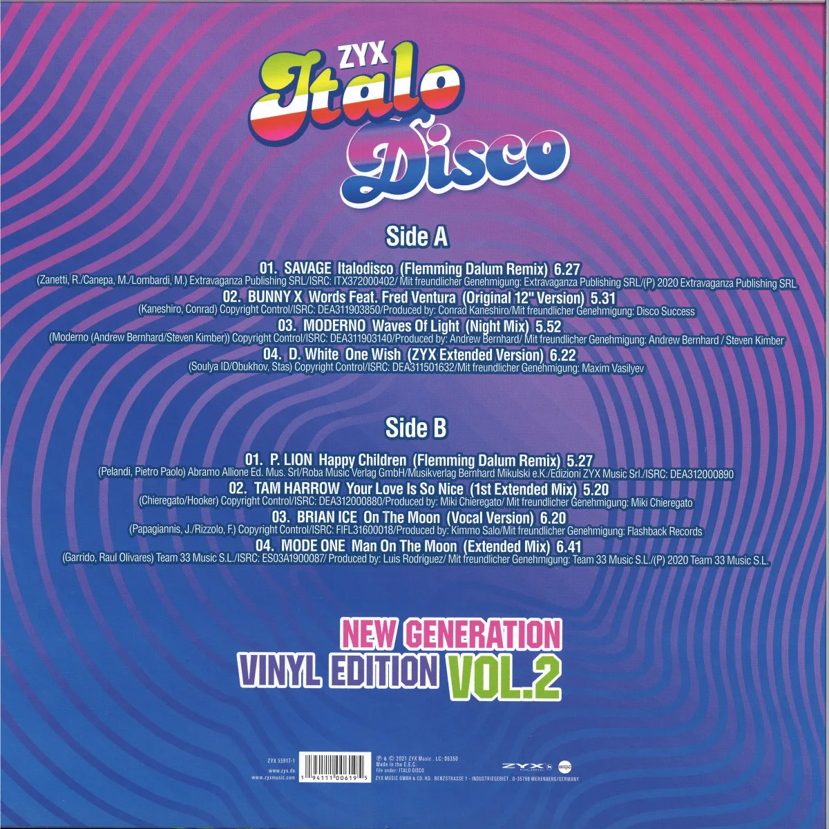 Обратная сторона обложки — Various — ZYX Italo Disco New Generation: Vinyl Edition Vol.2