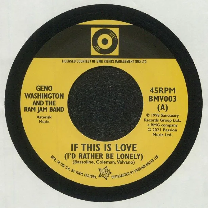 Front cover — Geno WASHINGTON & THE RAM JAM BAND / STUART SMITH — If This Is Love (I'd Rather Be Lonely)