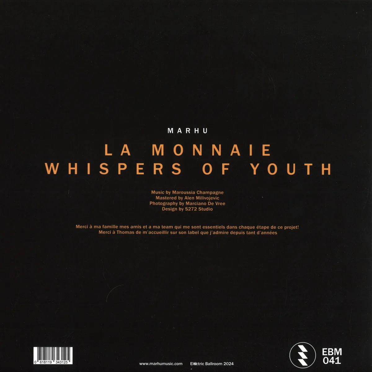 Обратная сторона обложки — Marhu — La Monnaie