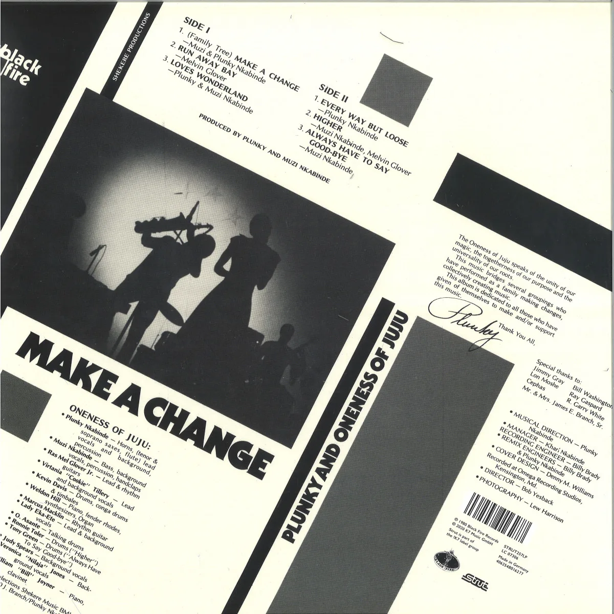 Back cover — Plunky/Oneness Of Juju — MAKE A CHANGE