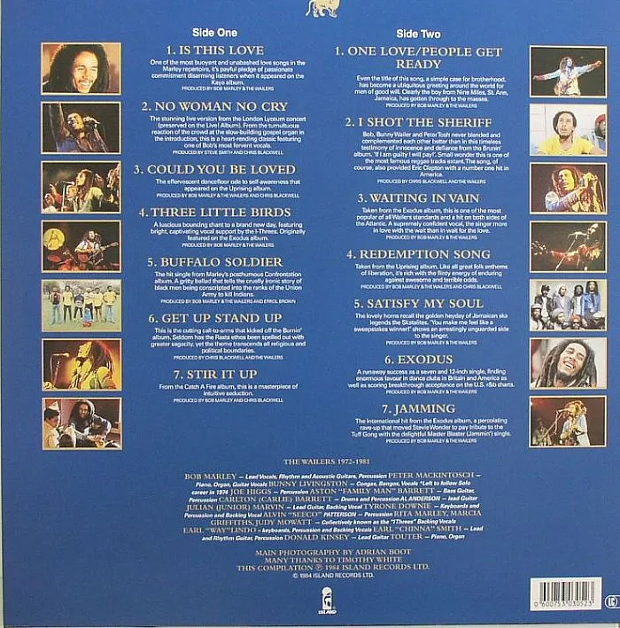 Back cover — Bob MARLEY & THE WAILERS — Legend: The Best Of Bob Marley & The Wailers