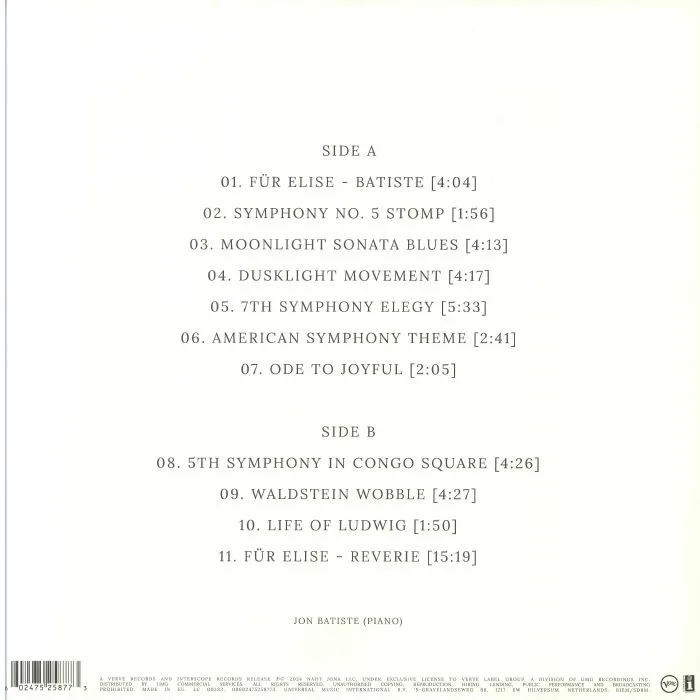 Back cover — Jon BATISTE — Beethoven Blues