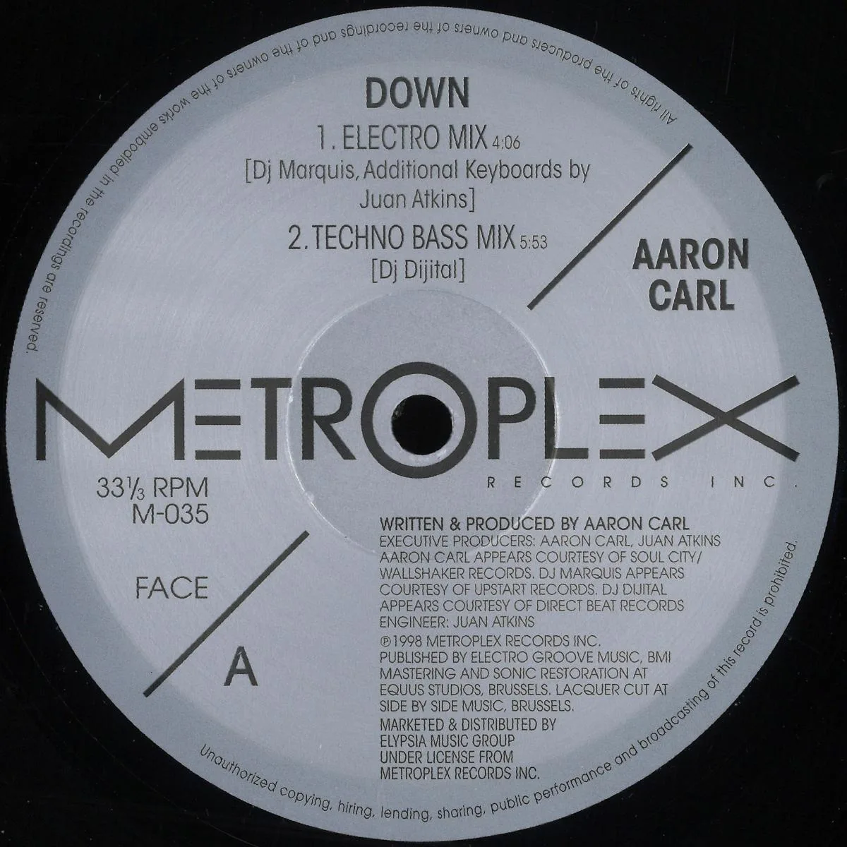 Front cover — Aaron Carl — Down