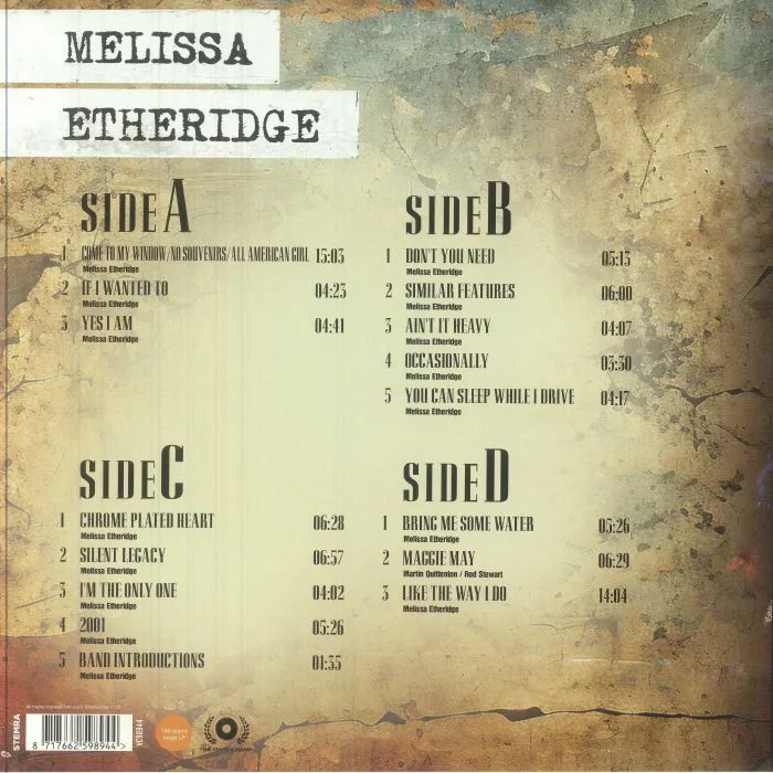 Обратная сторона обложки — Melissa ETHERIDGE — Montreal 1994