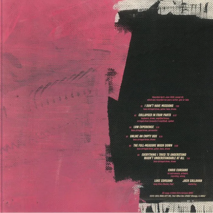 Back cover — Chris CORSANO — The Key (Became The Imporant Thing & Then Just Faded Away]
