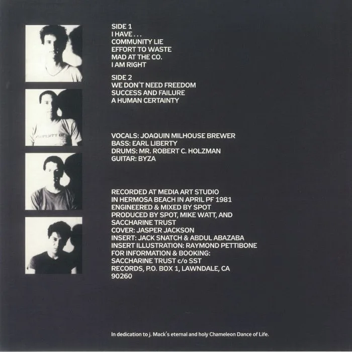 Back cover — SACCHARINE TRUST — Paganicons (reissue)