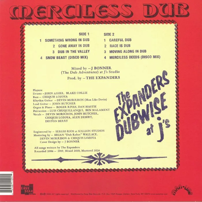 Обратная сторона обложки — The EXPANDERS — Merciless Dub: The Expanders Dubwise At J's (REMASTERED)