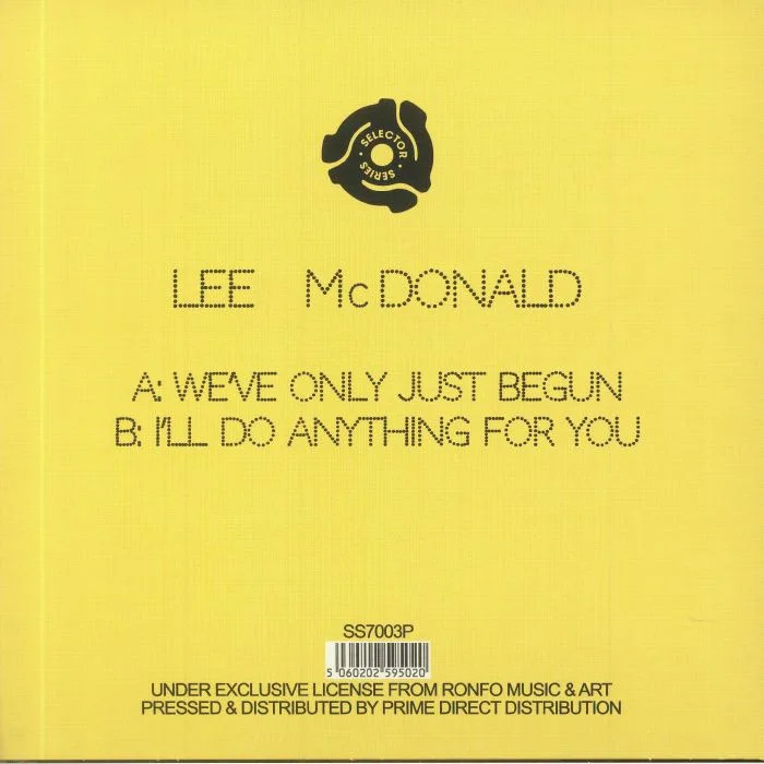 Back cover — Lee McDONALD — We've Only Just Begun (40th Anniversary Edition) (Record Store Day RSD 2021)