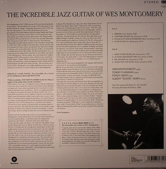 Back cover — Wes MONTGOMERY — The Incredible Jazz Guitar Of Wes Montgomery (stereo) (remastered)