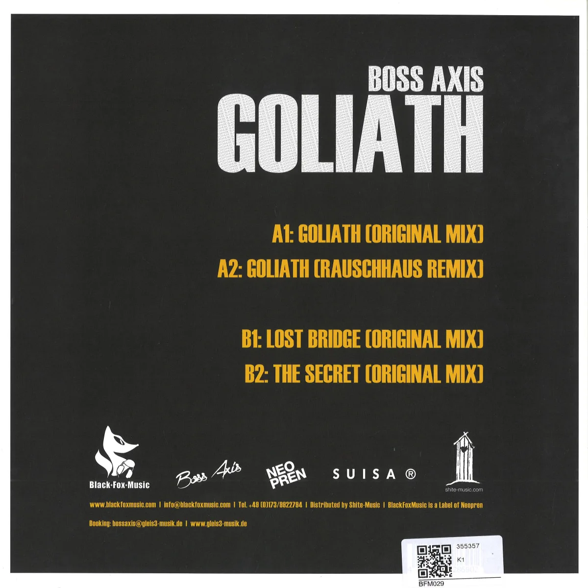 Обратная сторона обложки — Boss Axis — Goliath Ep