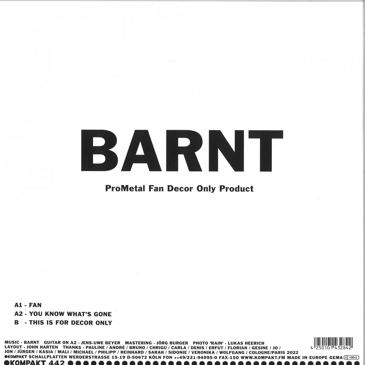 Обратная сторона обложки — Barnt — ProMetal Fan Decor Only Product