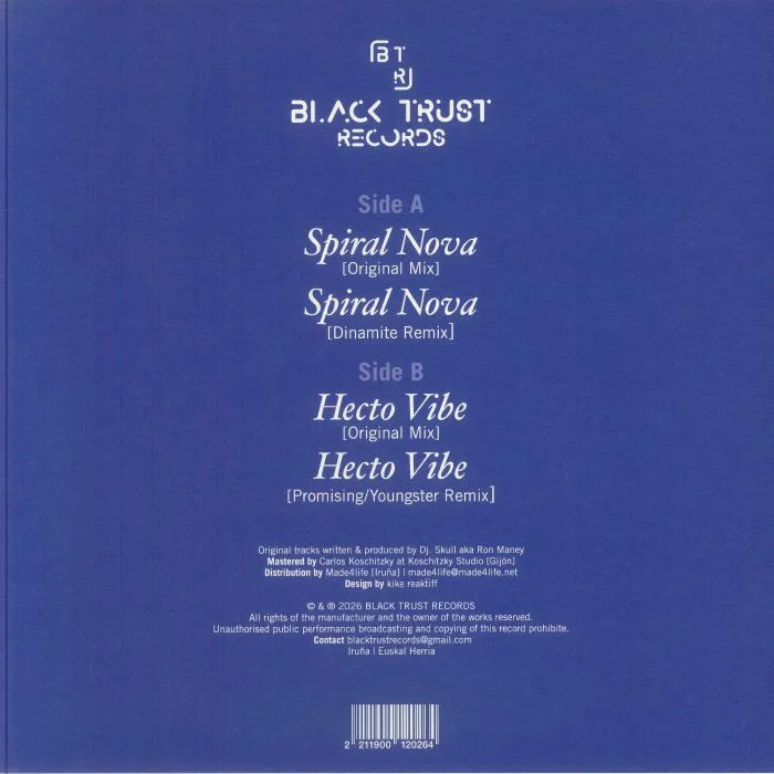 Back cover — DJ SKULL aka RON MANEY — Spiral Nova EP