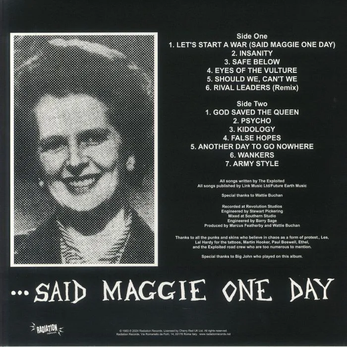 Back cover — The EXPLOITED — Let's Start A War Said Maggie One Day (reissue)
