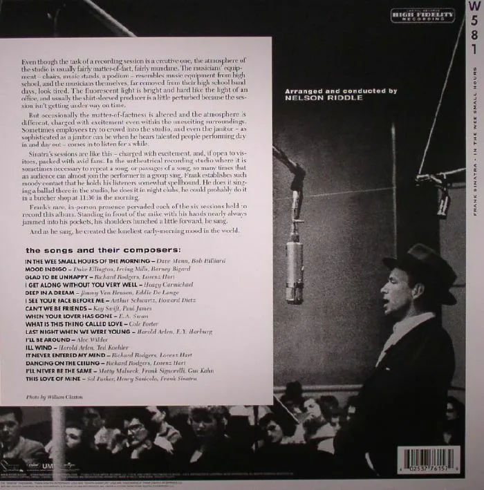 Обратная сторона обложки — Frank SINATRA — In The Wee Small Hours (remastered) (B-STOCK)