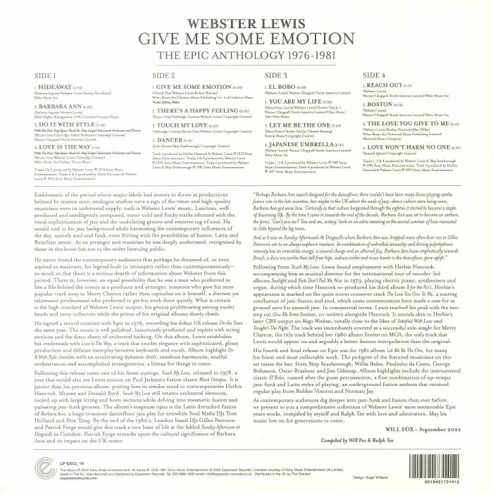 Back cover — Webster LEWIS — Give Me Some Emotion: The Epic Anthology 1976-1981