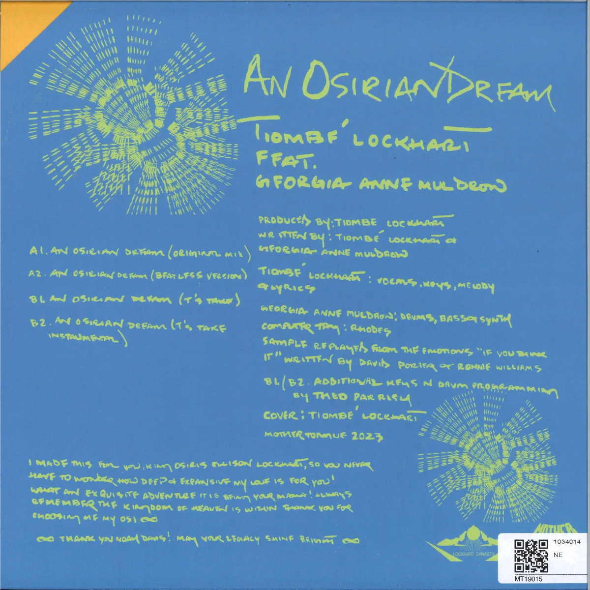 Back cover — Tiombé Lockhart feat. Georgia Anne Muldrow — An Osirian Dream