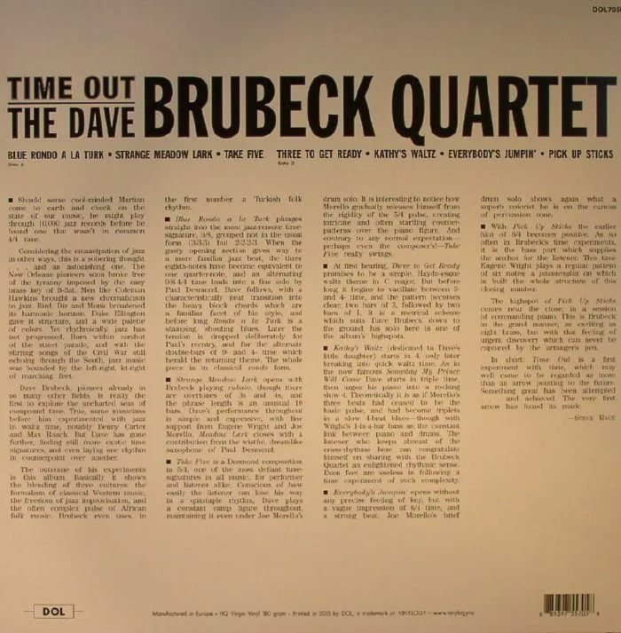 Back cover — The DAVE BRUBECK QUARTET — Time Out