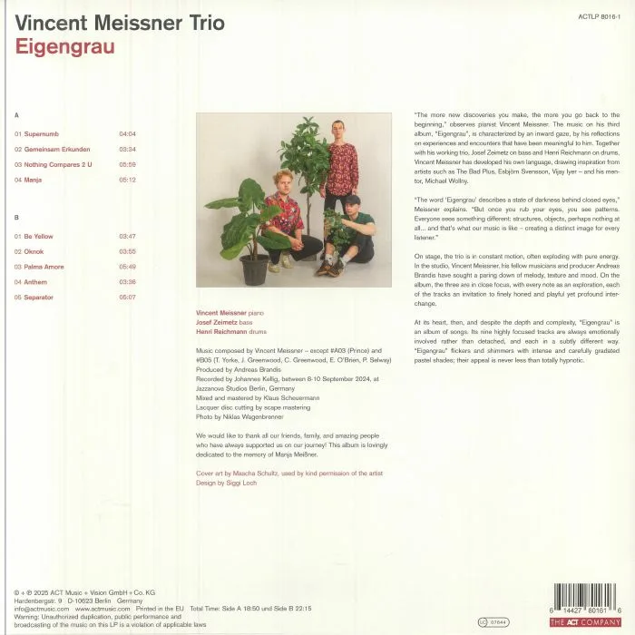 Back cover — VINCENT MEISSNER TRIO — Eigengrau