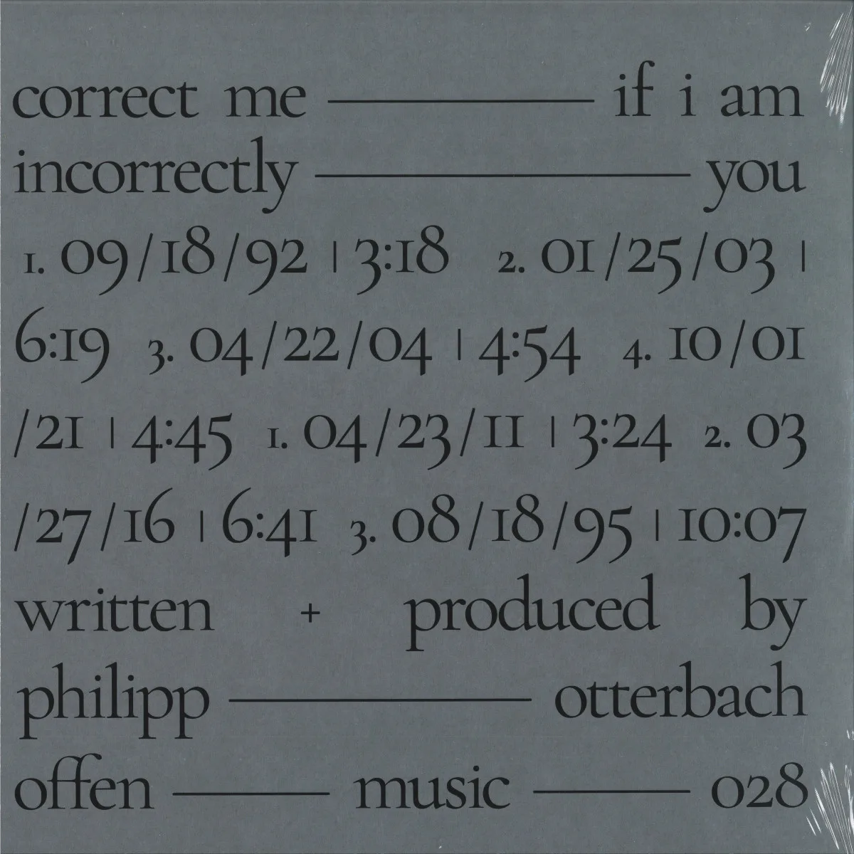PHILIPP OTTERBACH — CORRECT ME IF I AM INCORRECTLY YOU LP