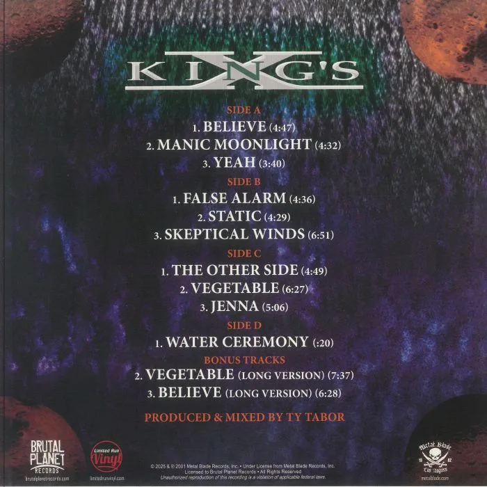 Back cover — KING'S X — Manic Moonlight (remastered)