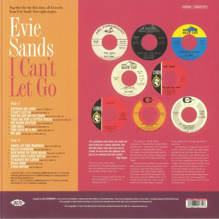 Back cover — Evie SANDS — I Can't Let Go
