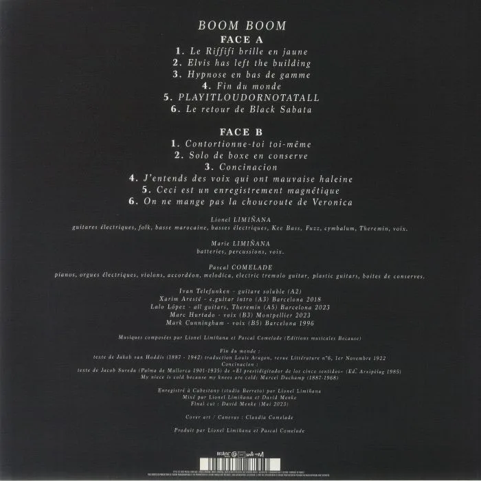 Back cover — Pascal COMELADE / LIONEL LIMINANA / MARIA LIMINANA — Boom Boom