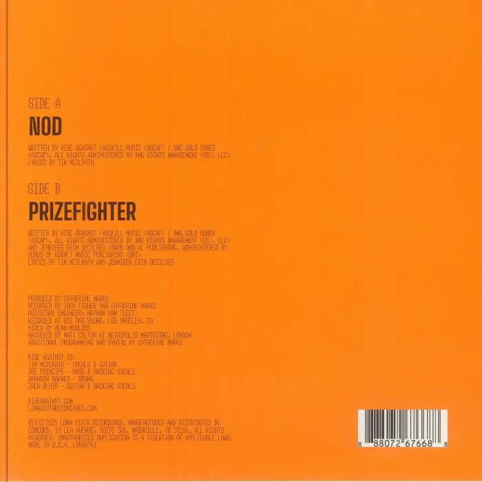 Back cover — RISE AGAINST — Nod