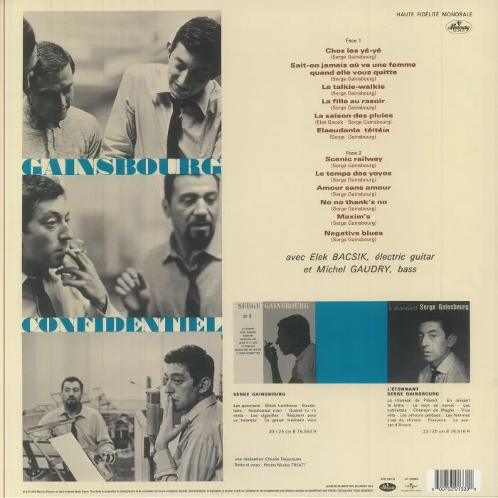 Обратная сторона обложки — Serge GAINSBOURG — Confidentiel (half speed remastered)