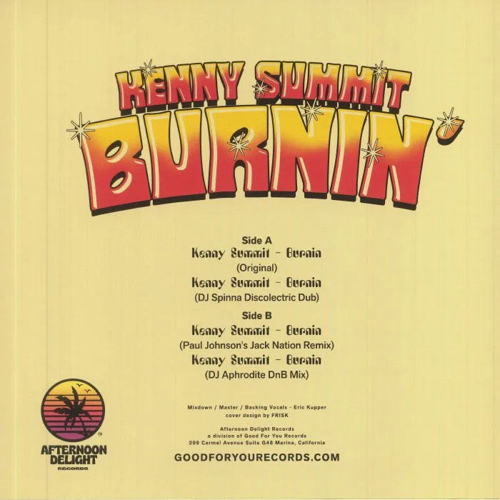 Обратная сторона обложки — KENNY SUMMIT — Burnin'
