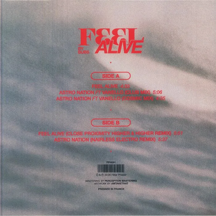 Back cover — BUBS — Feel Alive EP