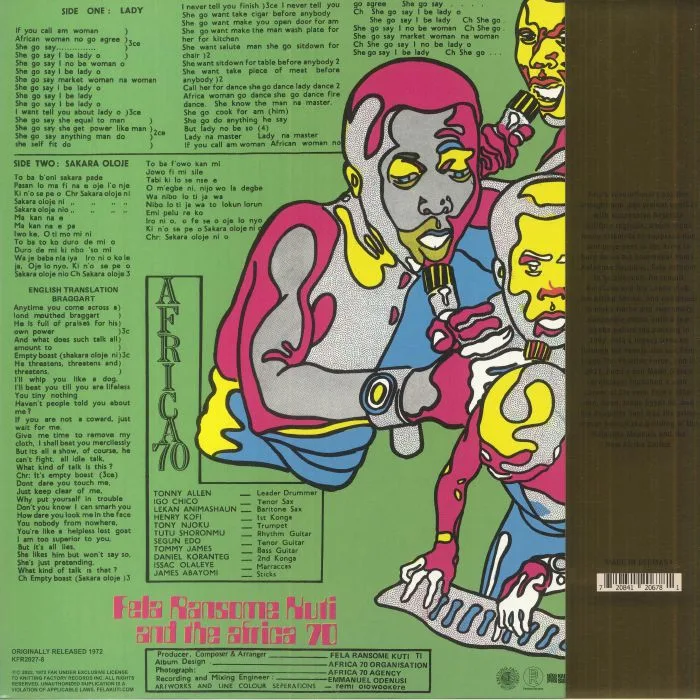 Обратная сторона обложки — Fela KUTI / THE AFRICA 70 — Shakara (50th Anniversary Edition)
