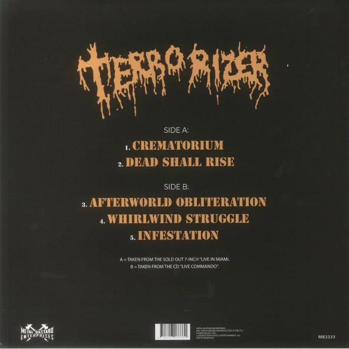 Back cover — TERRORIZER — Live Commando II