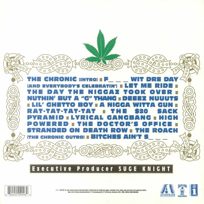 Обратная сторона обложки — DR DRE — The Chronic (30th Anniversary Edition)