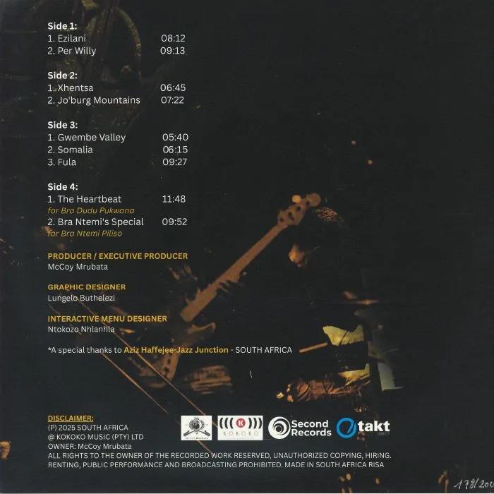 Back cover — Mrubata McCOY — Live At The Market Theatre