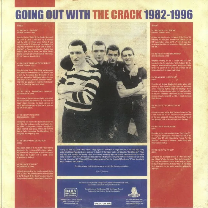 Back cover — The CRACK — Going Out With The Crack 1982-1996