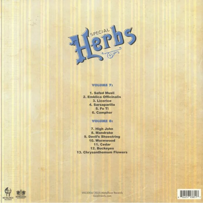 Обратная сторона обложки — MF DOOM — Metal Fingers Presents: Special Herbs Vol 7 & 8