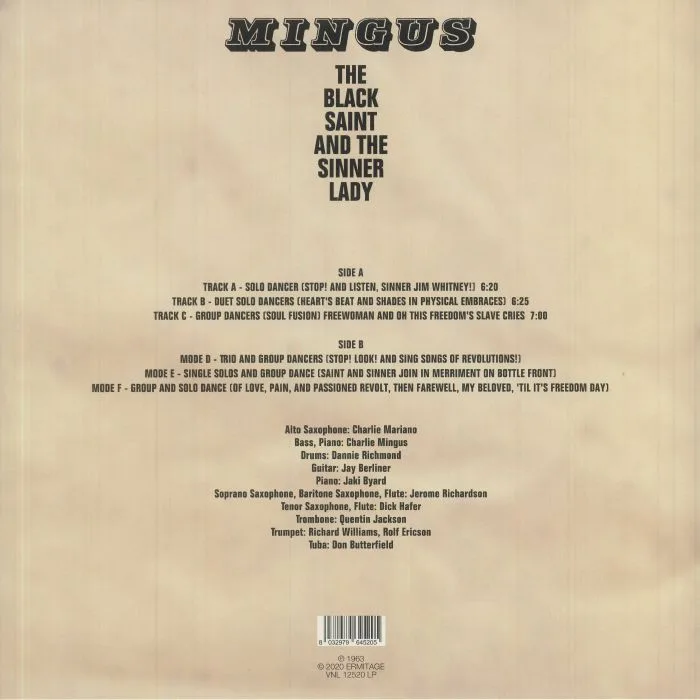Обратная сторона обложки — Charles MINGUS — The Black Saint & The Sinner Lady (reissue)