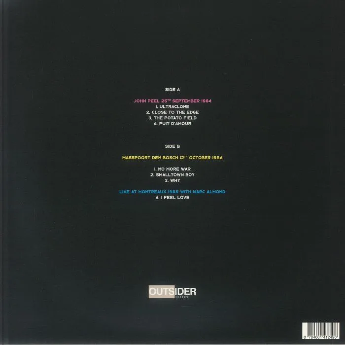 Back cover — BRONSKI BEAT — Peel Session & Radio Broadcast 84-85