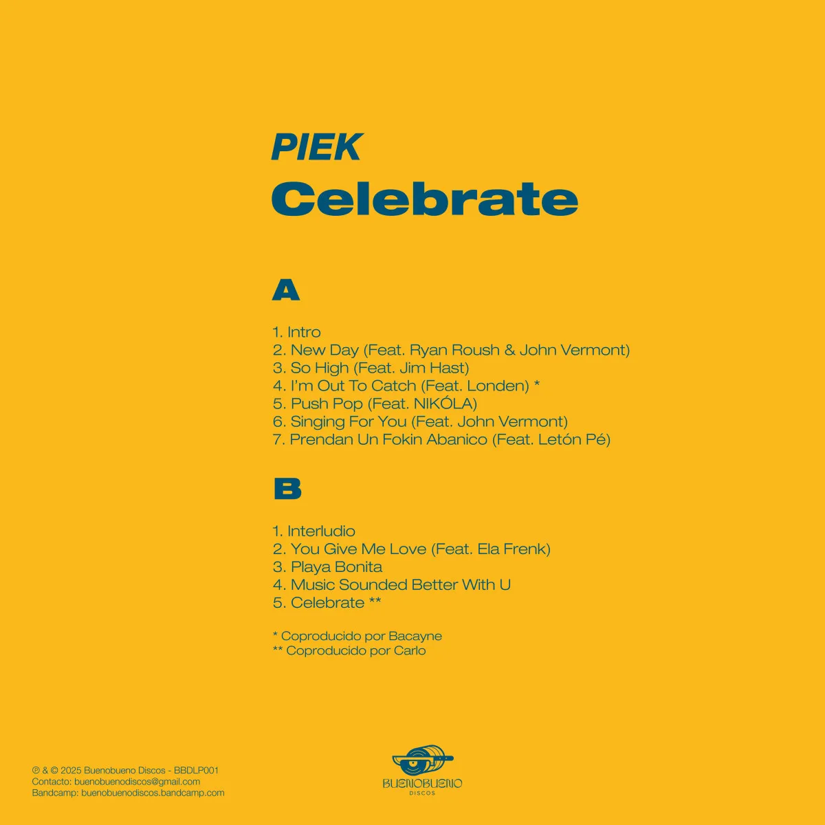 Back cover — Piek — Celebrate LP