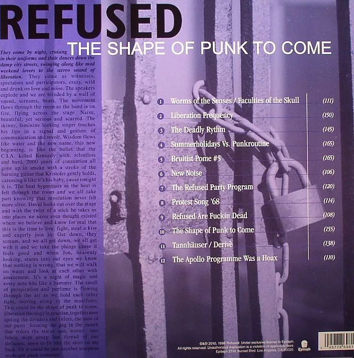 Back cover — REFUSED — The Shape Of Punk To Come