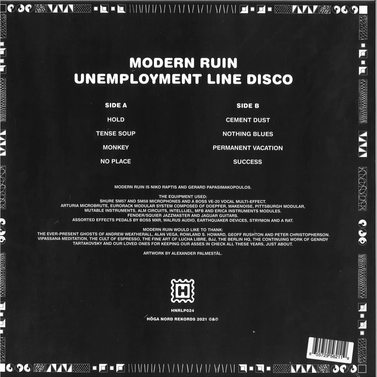 Обратная сторона обложки — Modern Ruin — Unemployment Disco Line