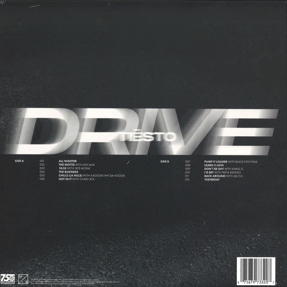 Back cover — Tiesto — DRIVE LP