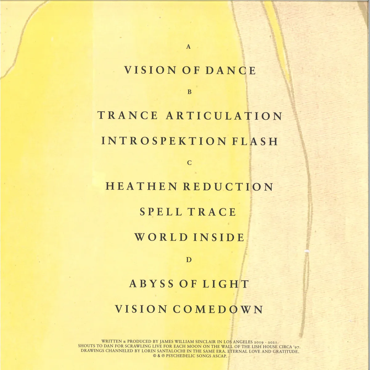 Back cover — Live For Each Moon — A Vision Of Dance LP 2x12"